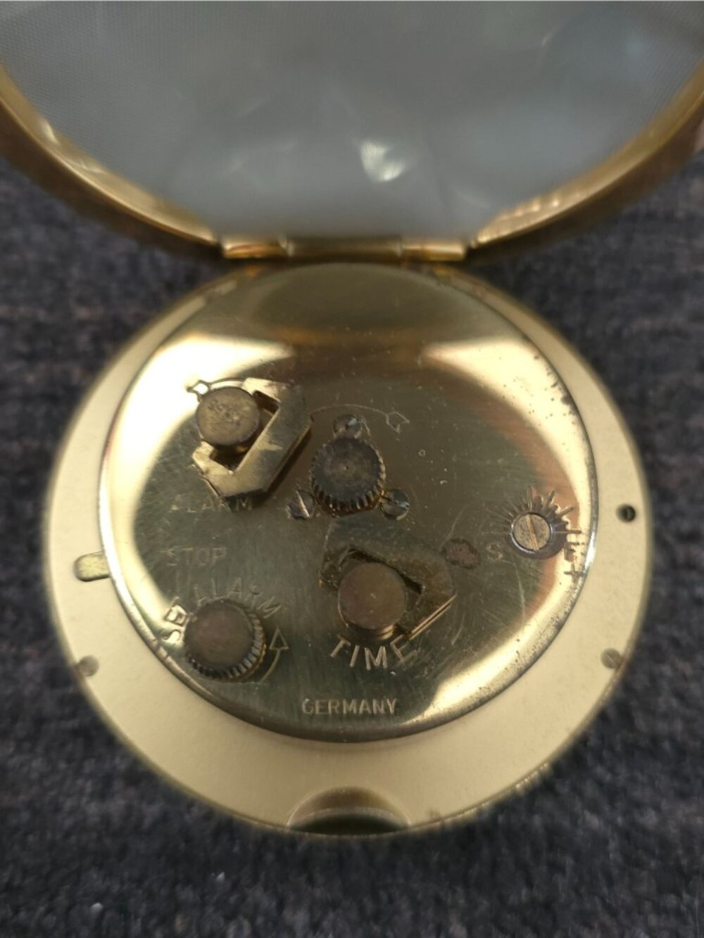 VTG Seth Thomas Keywound Alarm Clock Gold & Black Original Box Germany - WORKS - Picture 9 of 10